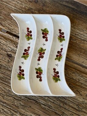 CALIFORNIA PANTRY Vintage Ceramic Serving Tray with Grape‎ Motif
